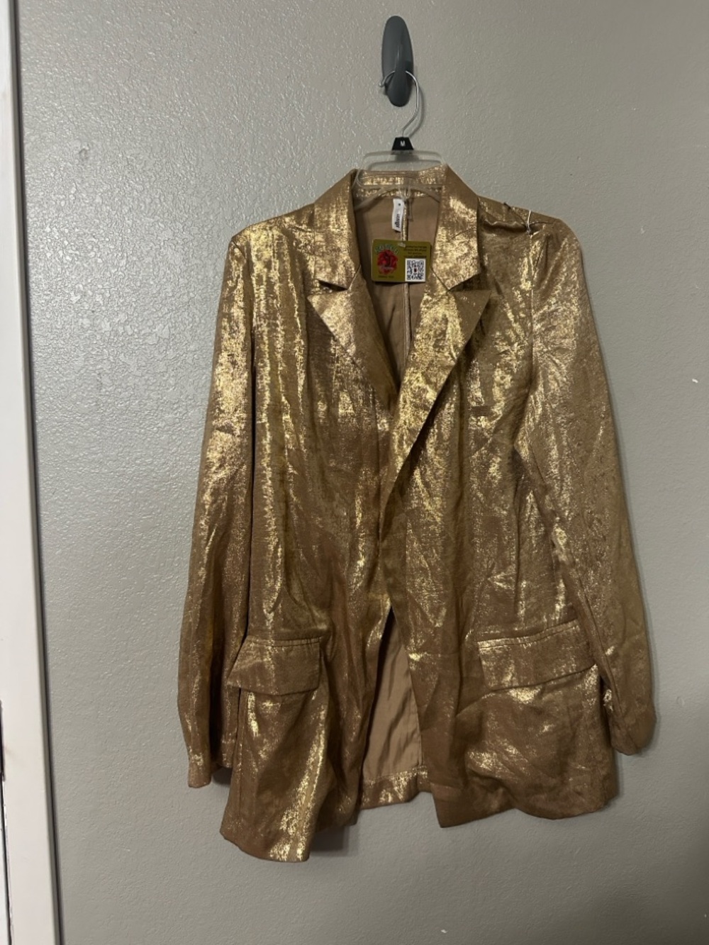 Gold Metallic Blazer Jacket - Women